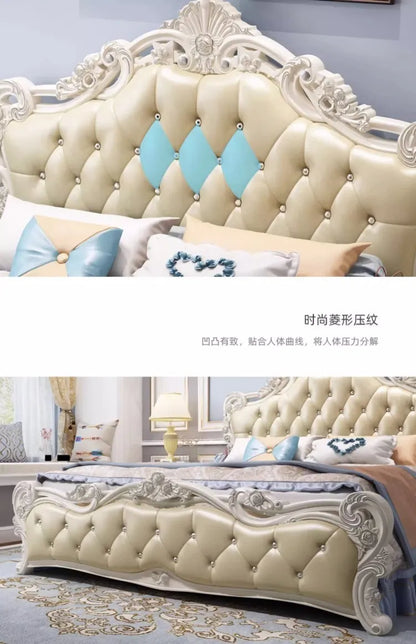 Weißes hohes Doppelbett mit Schubladen, schlichtes rosa nordisches italienisches 180 x 200 cm großes Luxusbett, moderne Mädchenvilla, Cama-Hochzeitsmöbel