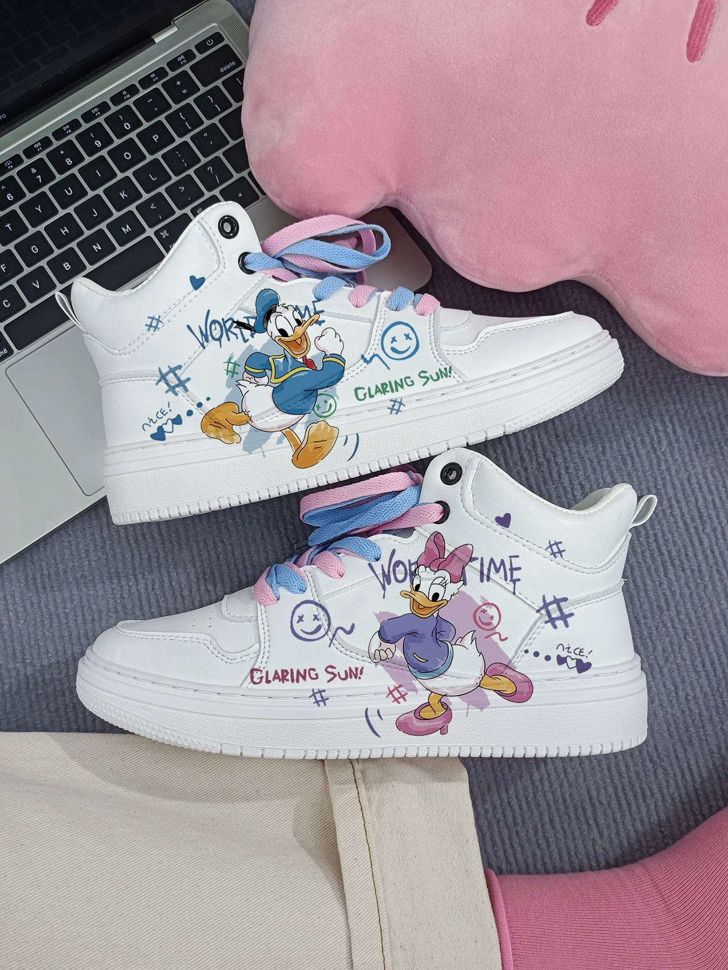 New Disney cartoon girls Daisy Donald Duck princess cute Casual shoes non-slip soft bottom sports shoes for girl gift.