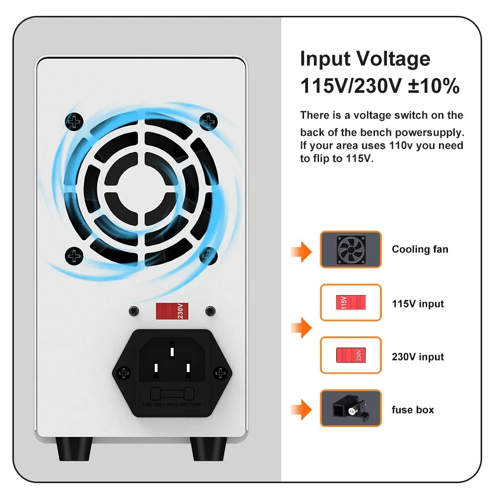 Wanptek Laboratory Power Supply 30V 5A 30V 10A 60V 5A 120V 3A Encoder Adjustment with USB Fast Charging Lab DC Power Supply.