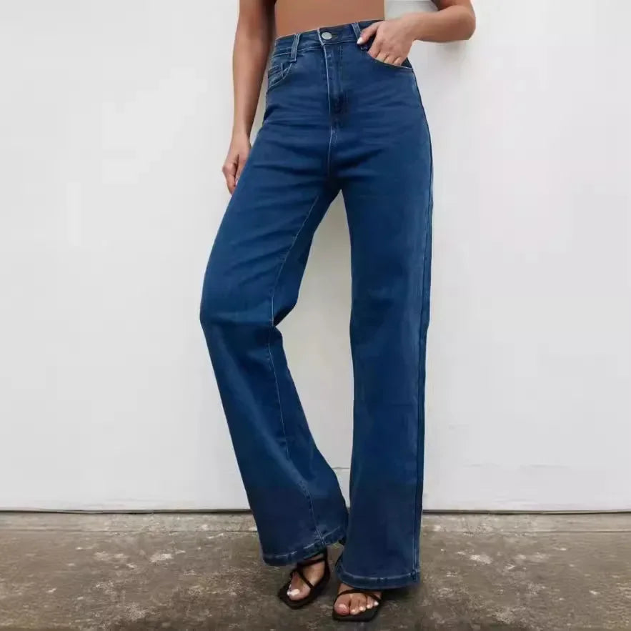 High Waist Wide Leg American Style Summer Casual Women's Jeans Floor Length Design Sensation Fashionable Chinese Brand.