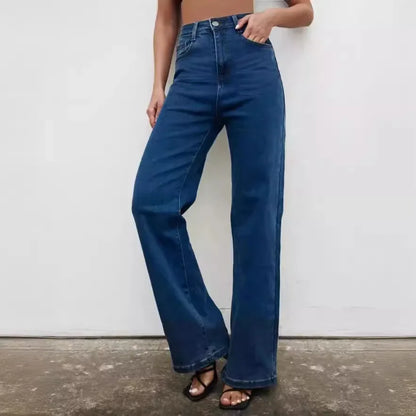 High Waist Wide Leg American Style Summer Casual Women's Jeans Floor Length Design Sensation Fashionable Chinese Brand.