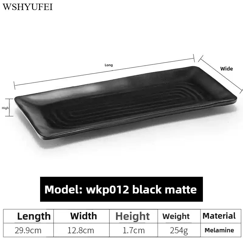 Black Melamine Plate Plastic Barbecue Dish Commercial Cutlery Kitchen Dinner Plates Not Easily Broken Tableware Accessories.