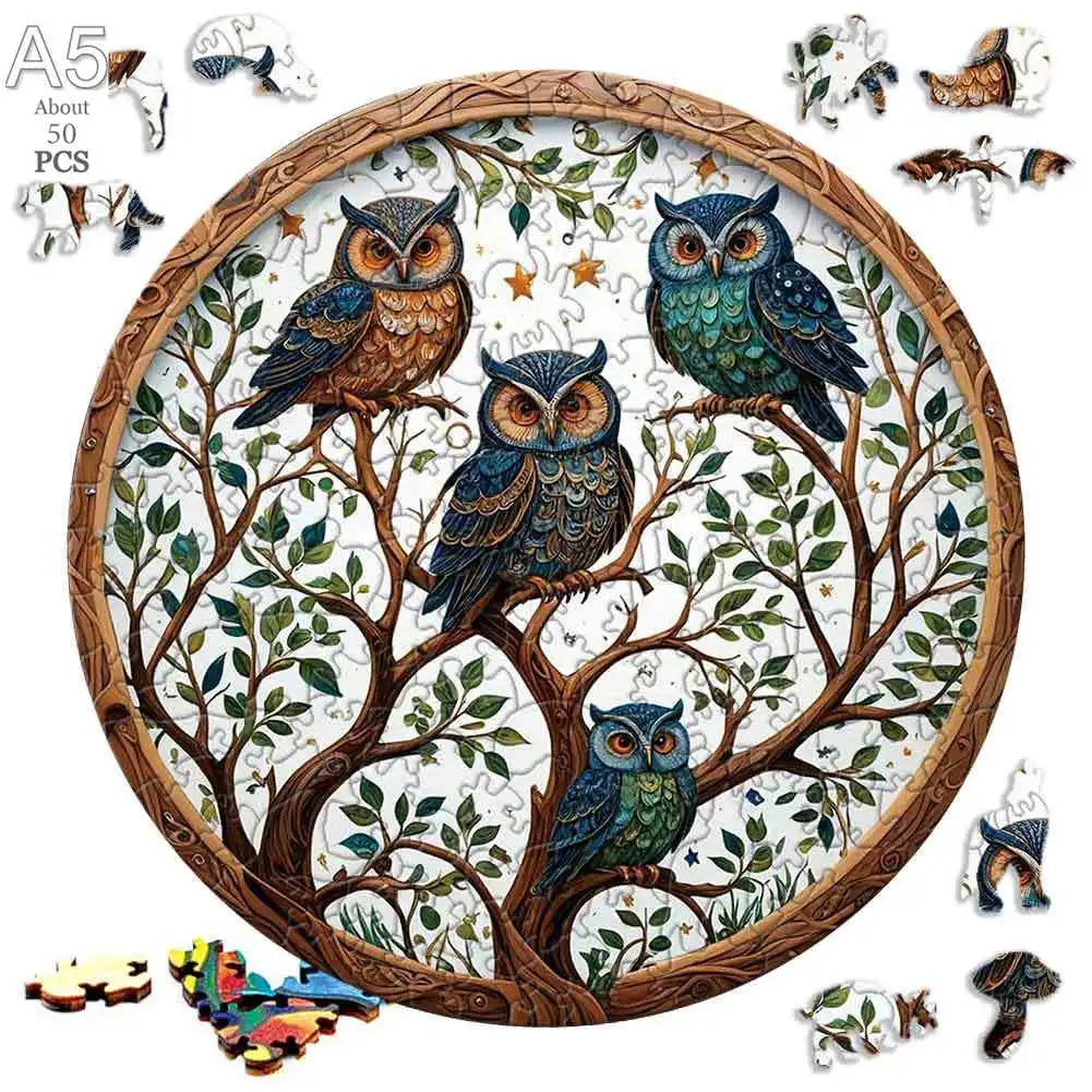 Medium Difficulty Jigsaws for Kids Adult Animal Puzzle Wood Beautiful Bird Owl Cat Wooden Puzzle Home Deco Holiday Gifts