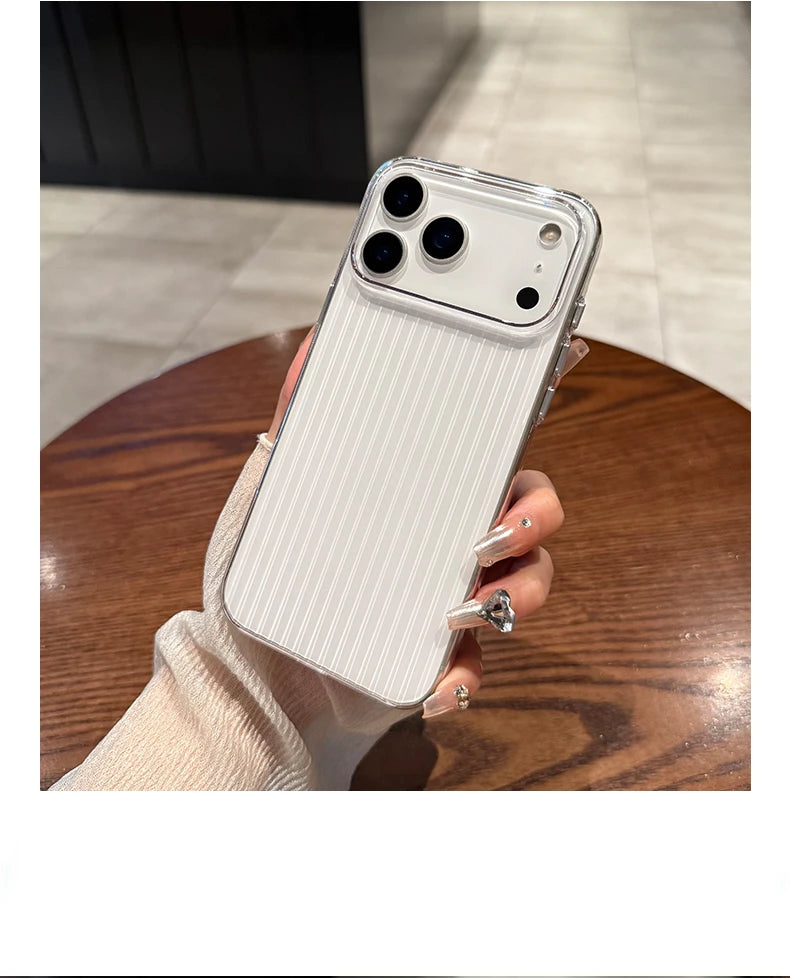17 Pro Max Luxury Transparent Corrugated Pattern Ultra Thin Case For iPhone 17 Air 16 15 14 Pro Max Plus Shockproof Soft Cover.