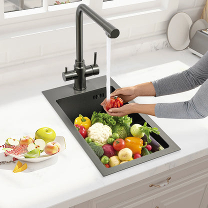 Edelstahlspüle, Küchenspüle, kleine Küchenspüle, Mini-Spüle mit Wasserhahn und Abfluss, 50 x 28 cm