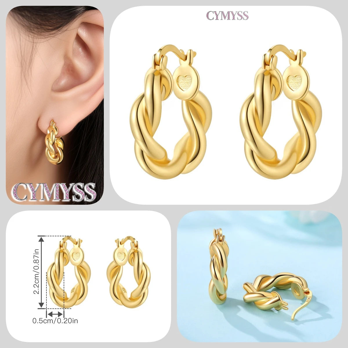 Original 2025 S925 Sterling Silver Zircon 18K Gold Lining Vintage Hoop Earrings for Women Birthday Party Wedding Gift Jewellery.