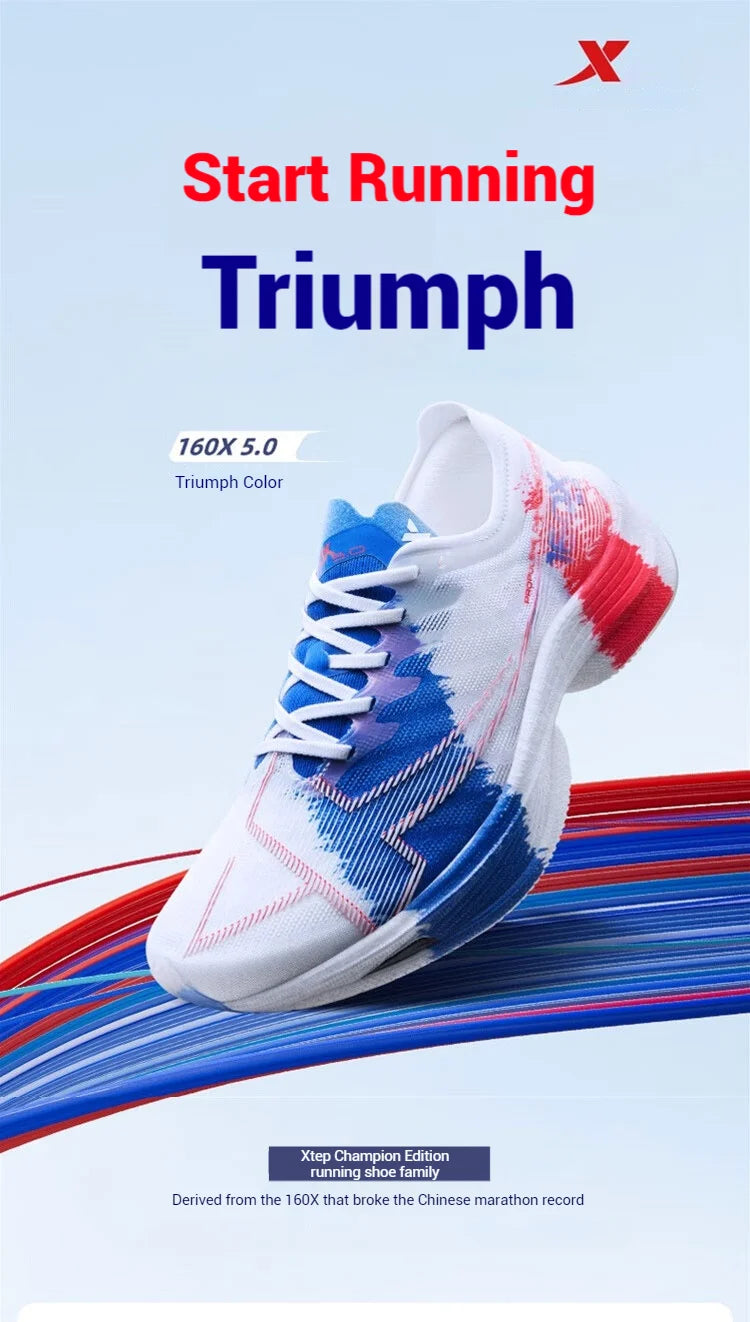 Xtep 160X 5.0 Running Shoes  Professional Marathon PB Carbon Plate Sport Shoe Non-Slip Wear-Resistant Sneakers 977119110004.