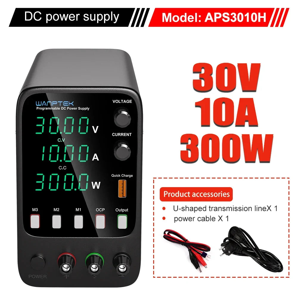 Wanptek Laboratory Power Supply 30V 5A / 30V 10A With OCP Short-Circuit Protection AC 220V/110V Auto Switching Preset Current.