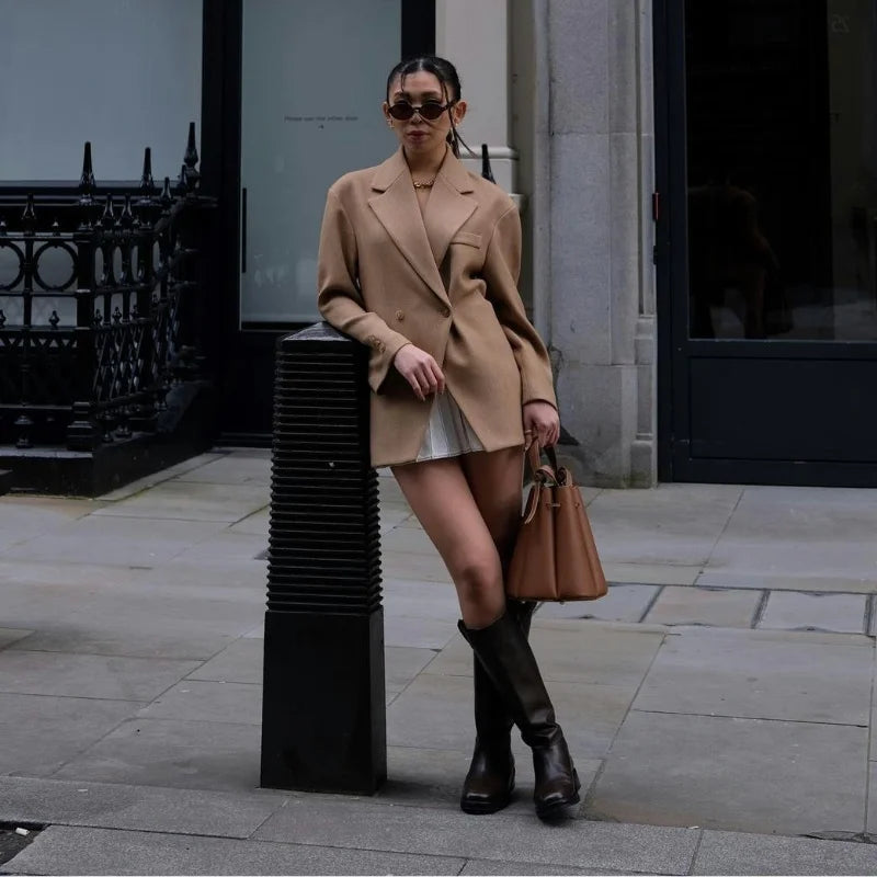 Neue Diagonal schnalle frauen Jacke Anzug Klassische Vintage Casual Jacken Herbst Mode Retro Frauen Mantel Revers Weibliche Mäntel Tops.