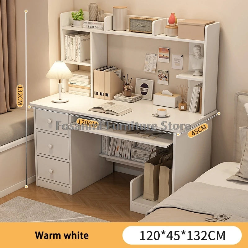All-in-One-Computertisch mit Schubladen und Regal, moderner Bürotisch, Heim-Gaming-Schreibtisch für Schlafzimmer, PC-Gamer-Schreibtische