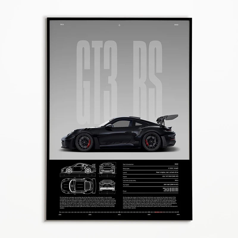 Black & White Famous Cars Posters Classic Car Photography Print Man Cave Canvas Painting Wall Art Pictures for Home Decoration.