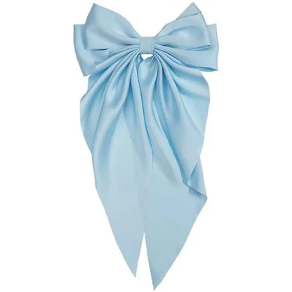 1pcs Wome Solid Color Satin Ribbon long Big Bows Hairpin  Internet red Spring Clips Hair Accessories for Girls Trendy  Summer He.