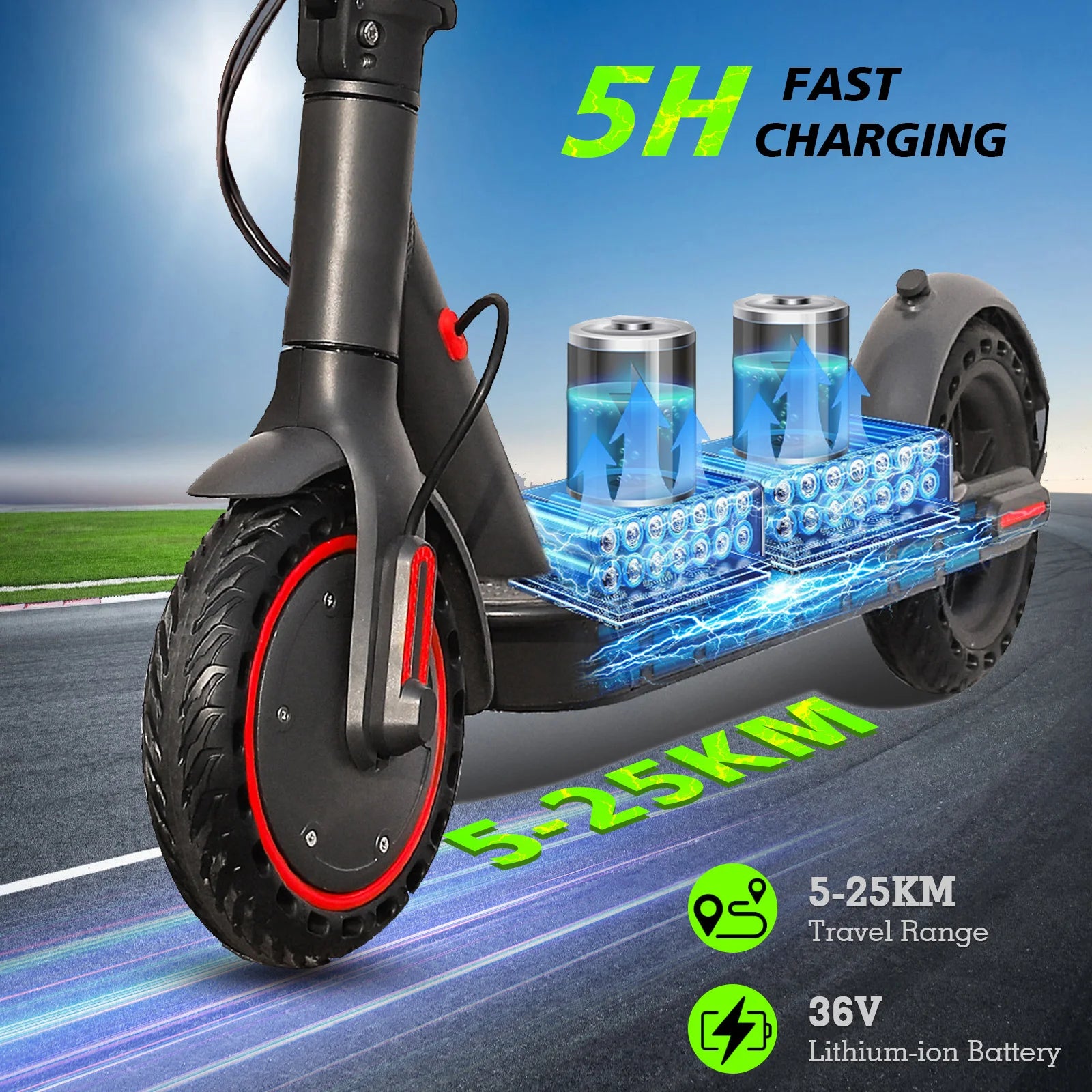 LP80 350W Electric Scooter with Dual Brake 8.5" Anti-skip Tire 25KM Max Range Smart App Electric Scooter 31KM/H 36V10.5A Battery.