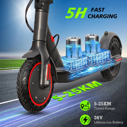 LP80 350W Electric Scooter with Dual Brake 8.5" Anti-skip Tire 25KM Max Range Smart App Electric Scooter 31KM/H 36V10.5A Battery.