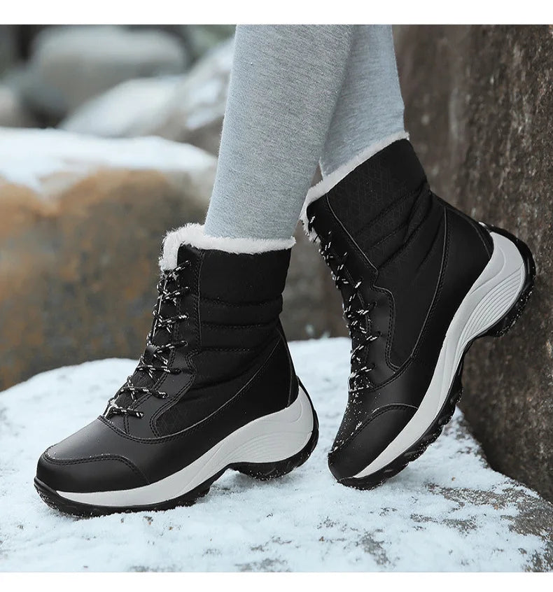 Women's Boots Lightweight Fur Boots Ankle Heels Winter Shoes Woman Fashion White Platform Botas Mujer Snow Boots Winter Footwear.