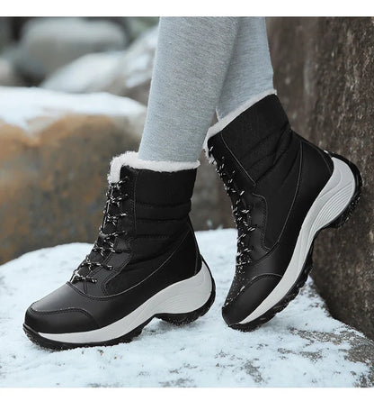 Women's Boots Lightweight Fur Boots Ankle Heels Winter Shoes Woman Fashion White Platform Botas Mujer Snow Boots Winter Footwear.