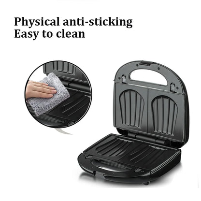 8-in-1 Breakfast machine with Interchangeable Plate Sandwich Maker, Waffle & Donut Maker with Non-stick Coating.