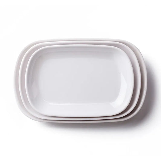 Rectangle Melamine Breakfast Plate Meal Dish Trays Imitation Porcelain Dessret Snack Dishes to Eat Kitchen Tableware 8-10 Inch.