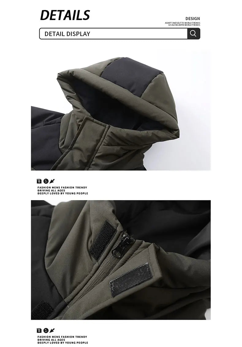 Winter Thickened Jacket Men Running Hooded Coat Sport Outdoor Leisure Medium-length Warm Clothing Autumn Winter Clothing Male.