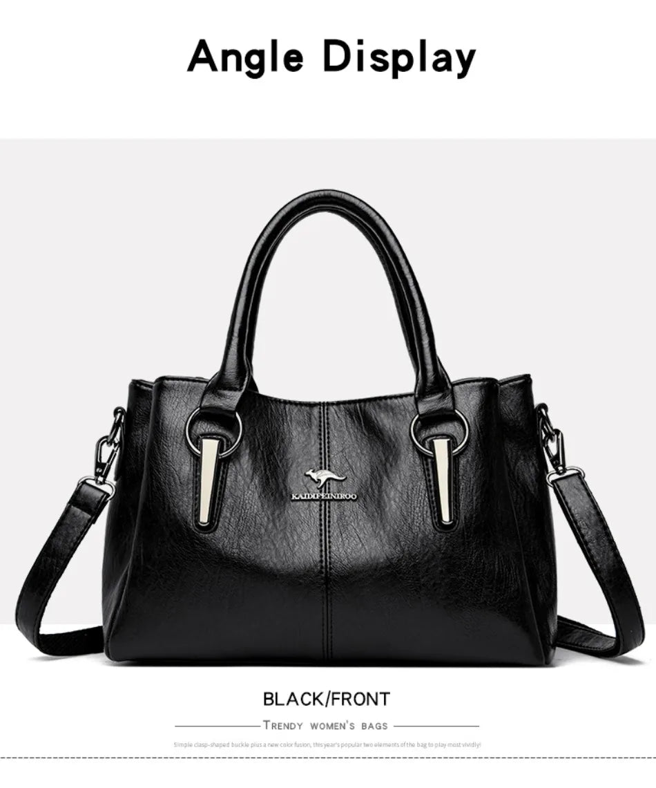 Genuine 3Layers High Quality Soft PU Leather Ladies Shoulder Crossbody Bags for Women  Luxury Handbags  Women  Designer A Main