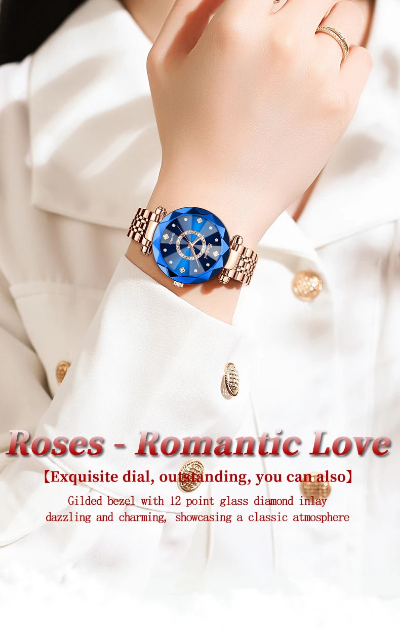 BINBONDN10 Women's Watches Elegant Fashion Original Quartz Watch for Lady Heart of the Ocean Design Waterproof Luminous Diamond.