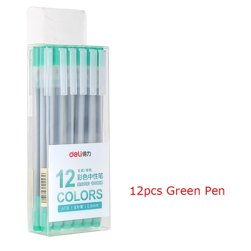 Deli 12 Teile/satz Gel Stift Schule Stifte Set Stift 0,5 MM Farbe Tinte Schreibwaren Student LieferungenWasser-basierte Stift Schreiben malerei Werkzeuge