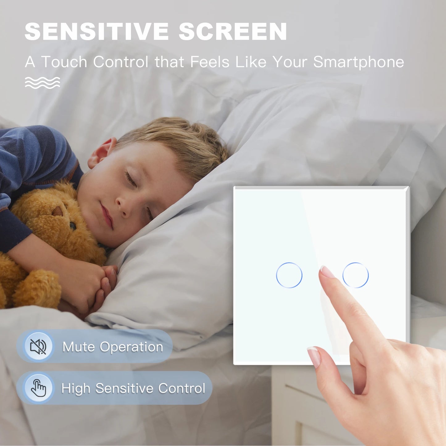 BSEED 1/2/3Gang Touch Licht Schalter Glas Panel 2Way Wand Schalter Led Ändern Schalter Blaue Hintergrundbeleuchtung EU Steckdosen USBC Port.