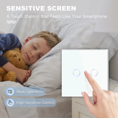 BSEED 1/2/3Gang Touch Licht Schalter Glas Panel 2Way Wand Schalter Led Ändern Schalter Blaue Hintergrundbeleuchtung EU Steckdosen USBC Port.