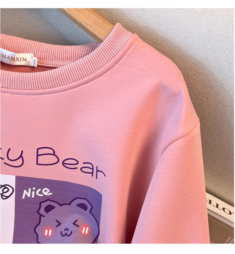 170kg plus size Damen büste Herbst Winter lose Rundhals ausschnitt Bär Sweatshirt Langarm lässig Top 6xl 7xl 8xl 9xl 10xl 11xl.