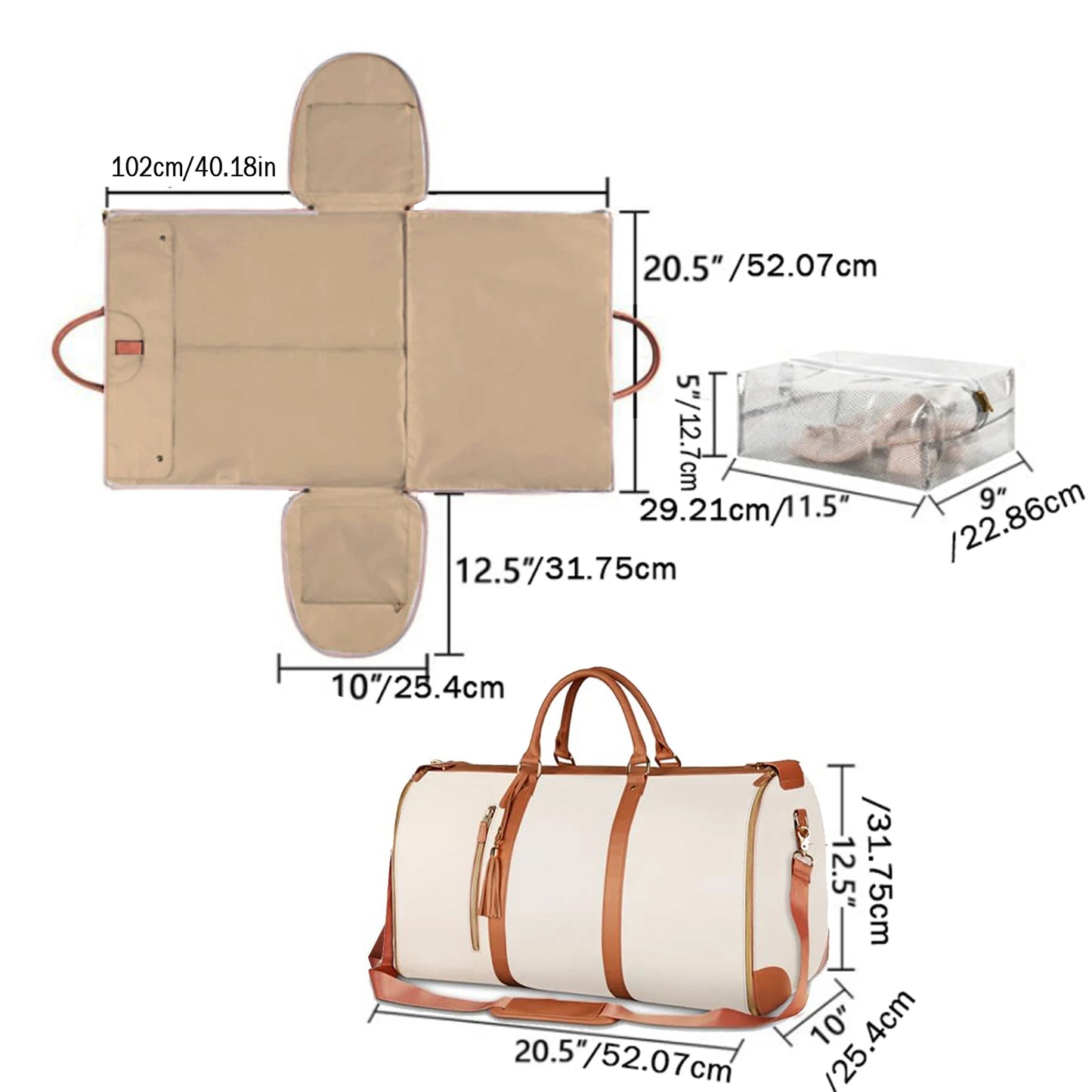 1pc faltbare Damen reise bequeme Handgepäck tasche große pu Leder Reisetasche Damen Geschäfts reisetasche.
