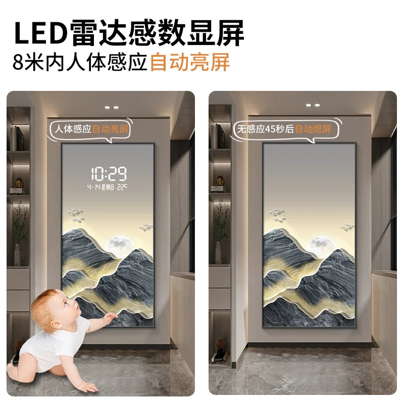 Wohnkultur LED Lichter Digital Display Wanduhr Wohnzimmer Wand Dekoration Hängen Malerei Digitale Elektronische Uhr