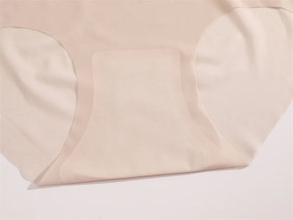 4PCS/Set Women's Ice Silk Seamless Panties Ultra Thin Briefs Breathable Underwear Female High Waist Intimates Lingerie Plus Size.