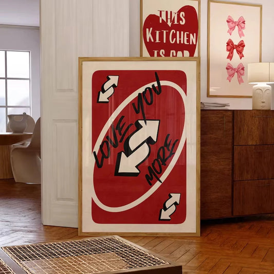 1PC Frameless Vintage Love You More Posters Print Canvas Painting Red Retro Wall Art for Home Bedroom Valentine's Day Decoration.