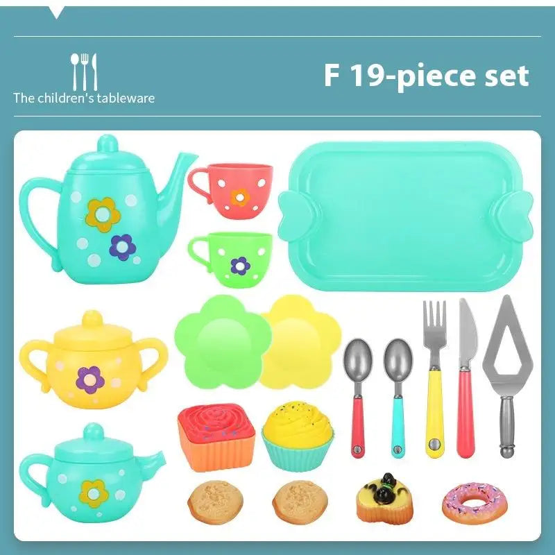 1 Set Plastic Teapot Teacup Food Pretend Play Toy Kids Simulation Tea Kit Kitchen Afternoon Tea Toys For Boy Girl Birthday Gift.