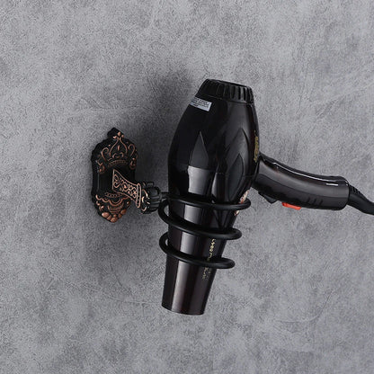 Haartrockner-Halter, Aluminium, antikes Badezimmer-Regal, Aufbewahrung, nagelfrei, Wandregal, montierter Organizer, Spiralständer, Zahnbürstenhalter