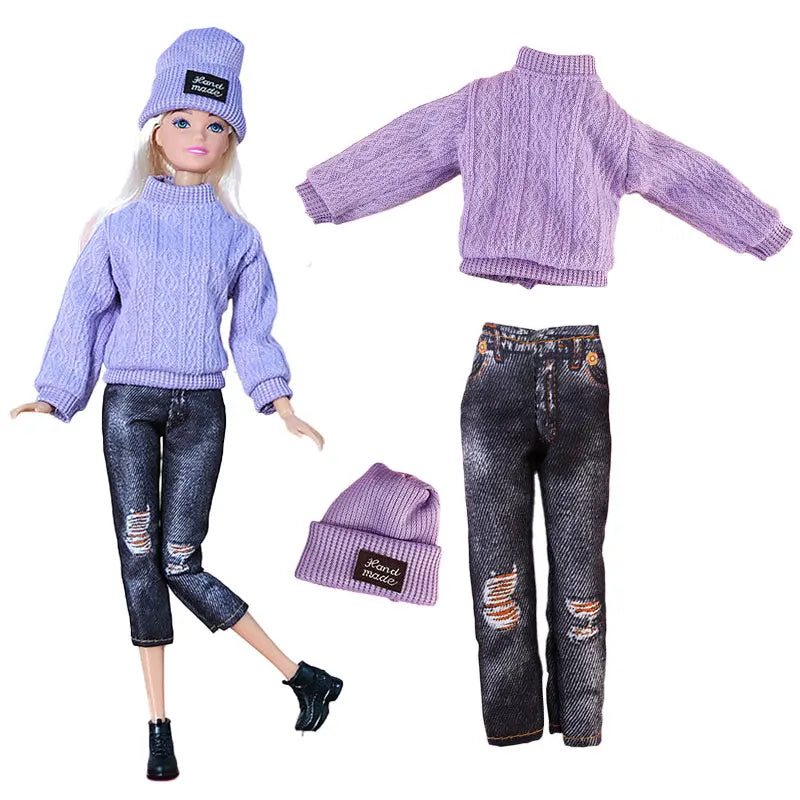 1 Set Fashion Clothes For Doll Clothes Coat Jacket Pants Dress Shirt Sweater Skirt Daily Wear Mini Doll Accessories Girl`s Toy