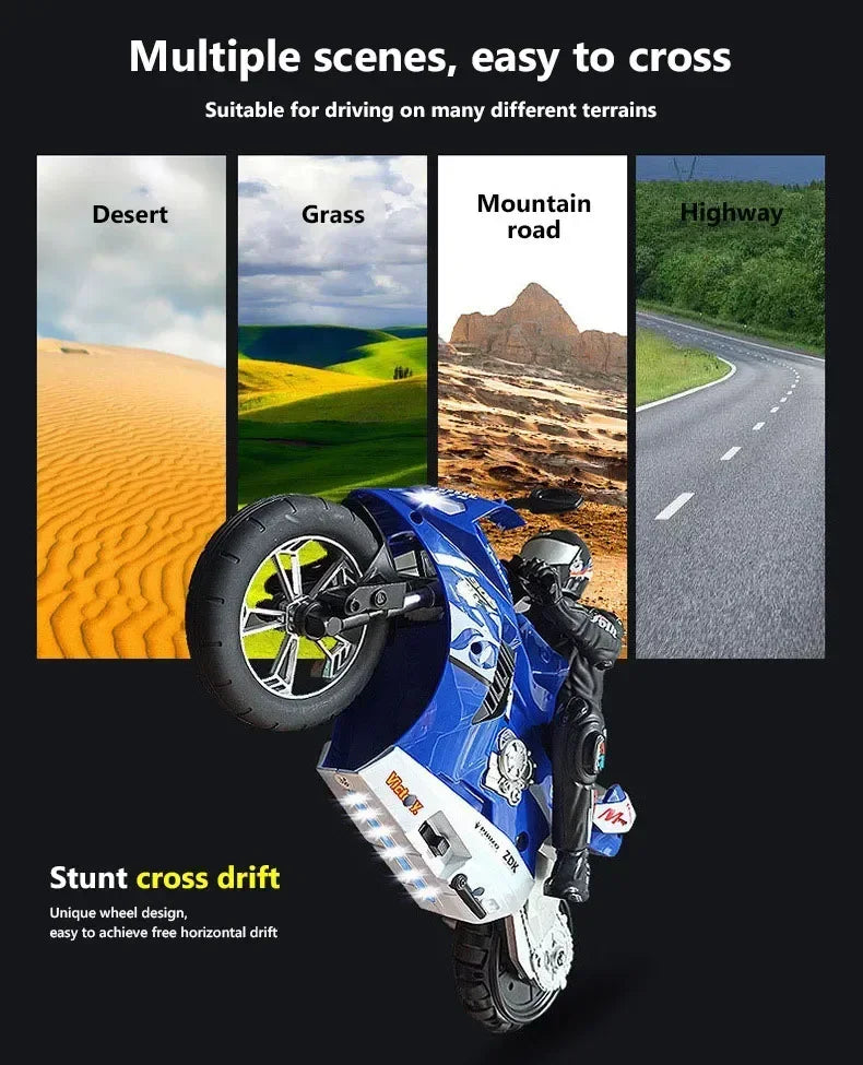 1/6 RC Motorcycle Rc Cars Self-stable Balance Standing Competitive Racing Drift Stunt Electric Motorcycle Toys for Kids Children.