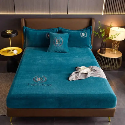 Winter Plush Elastic Fitted Sheet Couple Double Bedspread on The Bed Linen Mattress Pad Cover 90 150 180x200 Warm Deep Pocket.