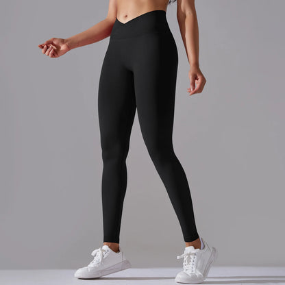 Crossover Waist Women Yoga Leggings Hips Lifting Gym Leggings Seamless Sport Pants High Waist Fitness Leggings Workout Running.