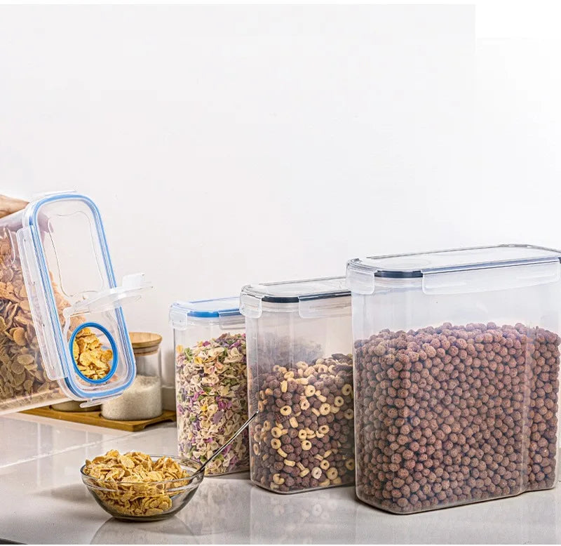 4PCS Kitchen Food Storage Tank Miscellaneous Grain Storage Box 2.5L/4L Set Transparent PP Sealed and Waterproof Storage Tank..