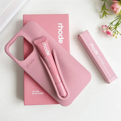 Phone Case for IPhone 15 16 14 13 12 11 Pro Max Plus 17 Air Lip Gloss Holder Silicone Shockproof Cover with Box and Lipstick