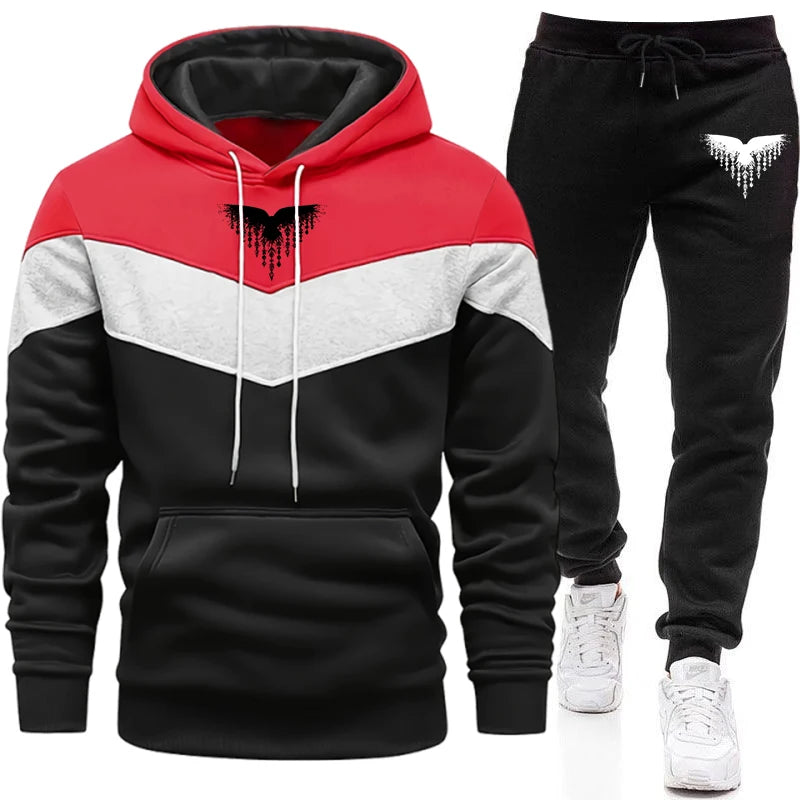 Viking Raven Men's Tracksuit Hoodie Sweatpants Urban Casual Fashion Sportswear Autumn Winter Home Outdoor Comfort Warm Outfit.