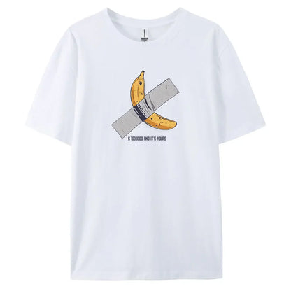 Banana Men's Casual Short-sleeved T-shirt with 100% Cotton Fashion print Tees oversize.