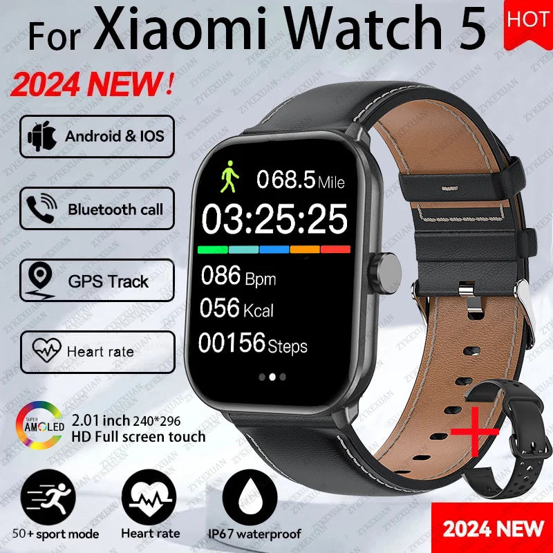 For Xiaomi Watch 5 Global Version Men Women HD AMOLED Display Heart Rate Bluetooth Call GPS Track Waterproof Sports Smart Watch