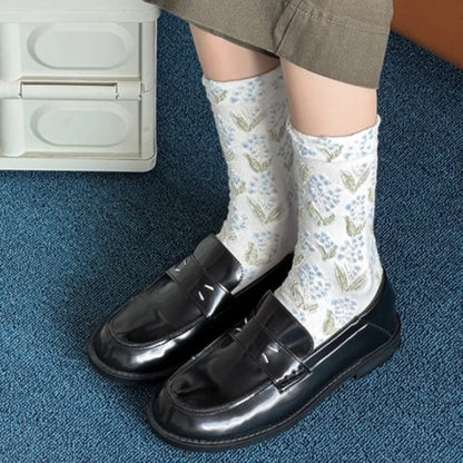 Autumn Winter Long For Women Retro Harajuku Relief Print Daily Casual Streetwear Cute Socks Fashion Japanese Style Women's Socks.