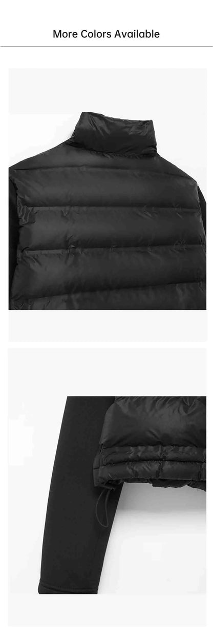 UNIZERA 2024 Herbst Neues Produkt Lässige Damenmode Schwarz Stehkragen Spleißen Kurze Jacke Baumwolljacke.