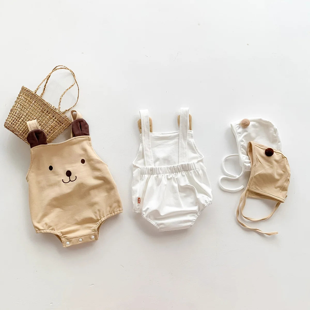 2023 neue Im Sommer Infant Neugeborene Baby Mädchen Jungen Cartoon Bär Druck Outfits Kinder Baumwolle Overalls Geschenk Hut Bodys.
