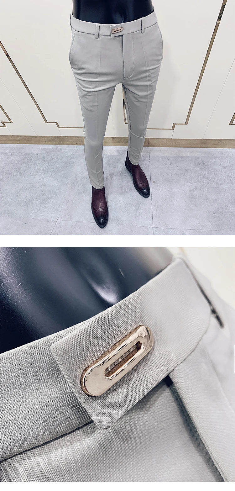 Men Suit Pants Formal Trousers Stretch Slim Pantalone Hombre Calça Masculina Solid Color Casual Dress Pants Fashion Men Clothing