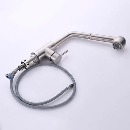 360° Rotating Retractable Sink Faucet Hot and cold Water Button Ceramic Valve Kitchen Stainless Steel Faucet with Shower