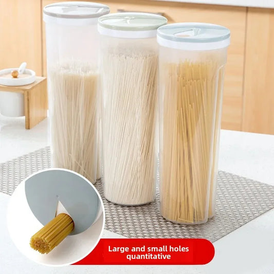 Transparent Plastic Kitchen Noodle Storage Container Sealable Jar Grain Storage Box Home Use Food Preservation Tin Canister.